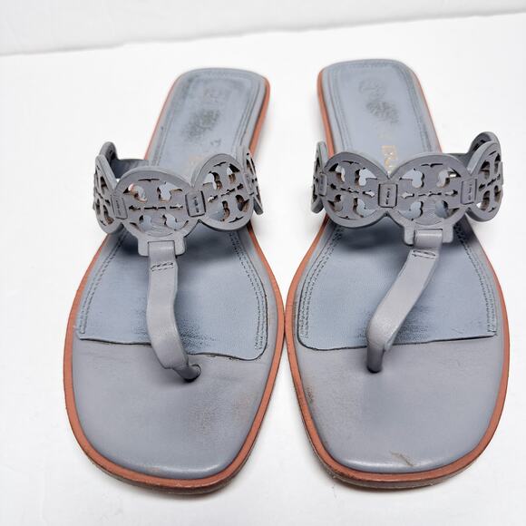 Tory Burch Blue Tiny Miller Square Toe Sandals 7 - Picture 2 of 8